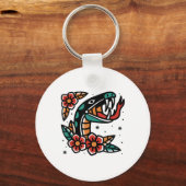スネークオールドスクールアメリカン伝統的タトゥーフラッシュ キーホルダー (正面)