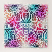 スネークカラフルスキンテクスチャパターン。 ジグソーパズル (横)