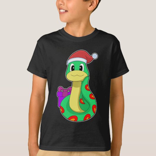 スネーククリスマスサンタハット Tシャツ (正面)