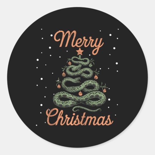 スネーククリスマスツリースクリスマスツリーメリーキリスト ラウンドシール (正面)