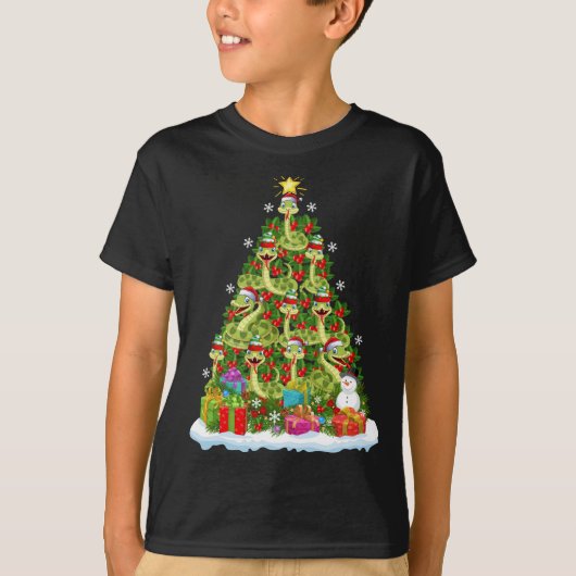 スネーククリスマスツリー照明サンタスネーククリスマス Tシャツ (正面)
