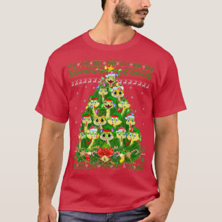 スネーククリスマス照明ツリーサンタスネークアグリーChristma Tシャツ