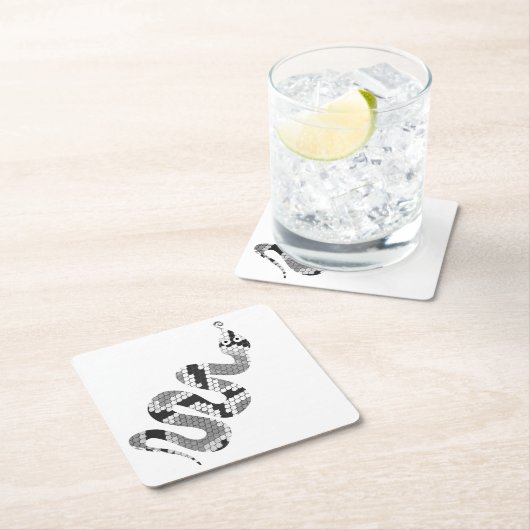 スネークグレーとライトグレーシルエット スクエアペーパーコースター (インサイチュ)