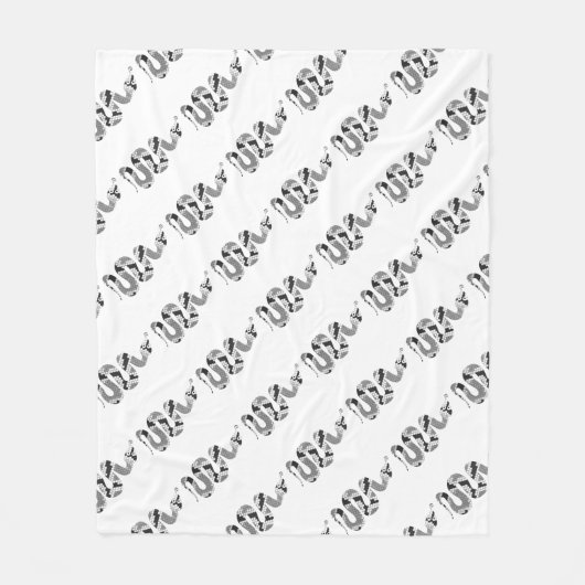 スネークグレーとライトグレーシルエット フリースブランケット (正面)