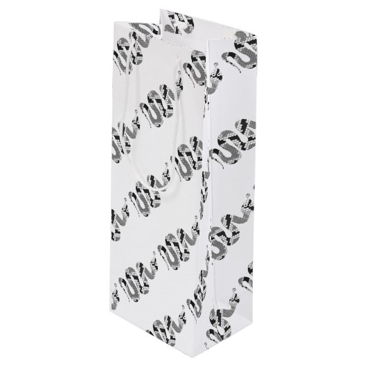 スネークグレーとライトグレーシルエット ワインギフトバッグ (正面アングル)