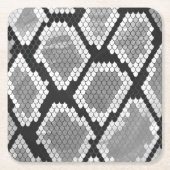 スネークグレーとライトグレープリント スクエアペーパーコースター (正面)