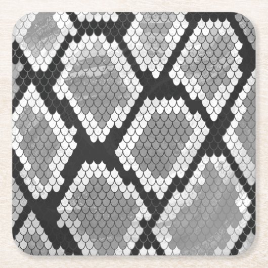 スネークグレーとライトグレープリント スクエアペーパーコースター (正面)