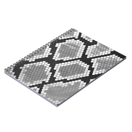 スネークグレー、ホワイト、ブラックプリント ノートブック (左側)