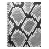 スネークグレー、ホワイト、ブラックプリント ノートブック (正面)