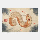 スネークコブラ威厳のあるの年の二重の幸福 キッチンタオル (横)
