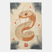 スネークコブラ威厳のあるの年の二重の幸福 キッチンタオル (縦)