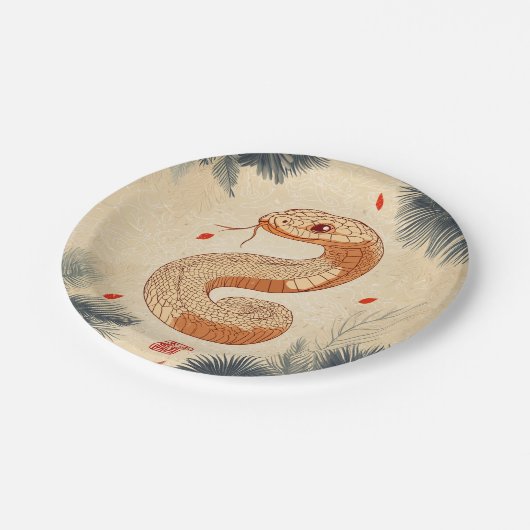 スネークコブラ威厳のあるの年の二重の幸福 ペーパープレート (アングル)