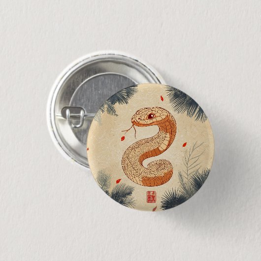 スネークコブラ威厳のあるの年の二重の幸福 缶バッジ (正面&裏面)