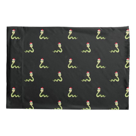 スネークサンタクロースおもしろいハットメリークリスマスクリスマス 枕カバー (裏面)