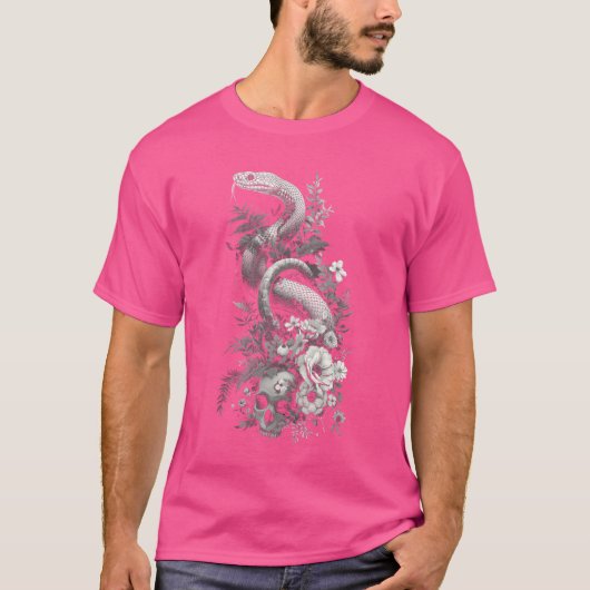 スネークスカルフラワータトゥースタイルデザイン, Python lo Tシャツ (正面)