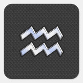 スネークスキンのアクエリアス〔占星術の〕十二宮図のようなクロム スクエアシール (正面)
