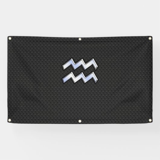 スネークスキンのアクエリアス〔占星術の〕十二宮図のようなクロム 横断幕 (横)