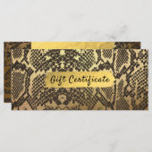 スネークスキンアニマルプリントゴールドフォイルギフト証明書 (正面/裏面)