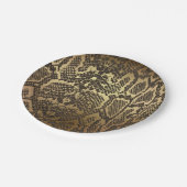 スネークスキンエレガントアニマルプリントモダングラム金ゴールド ペーパープレート (アングル)