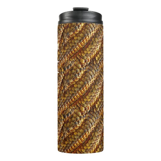 スネークスキングリーンとゴールデングラデーションデザイン タンブラー (正面)