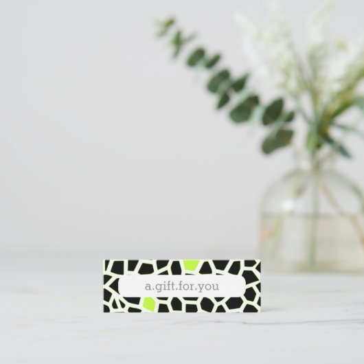 スネークスキングレーグリーンモザイクパターン割引ギフト スキニー名刺 (スタンド正面)