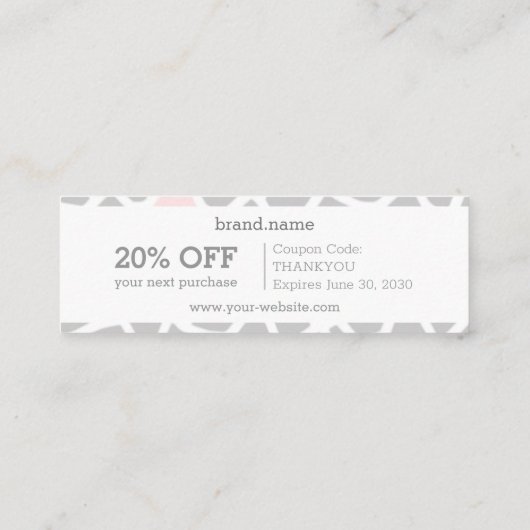 スネークスキングレーピンクモザイクパターン割引ギフト スキニー名刺 (裏面)