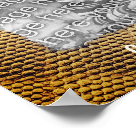 スネークスキンパターンフレーム自分の写真を作成 ポスター (角)