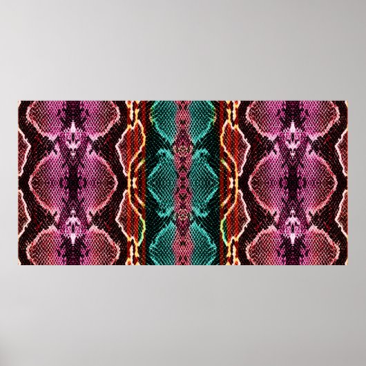 スネークスキンプリント。スネークパターン。アニマルプリント。列 ポスター (正面)