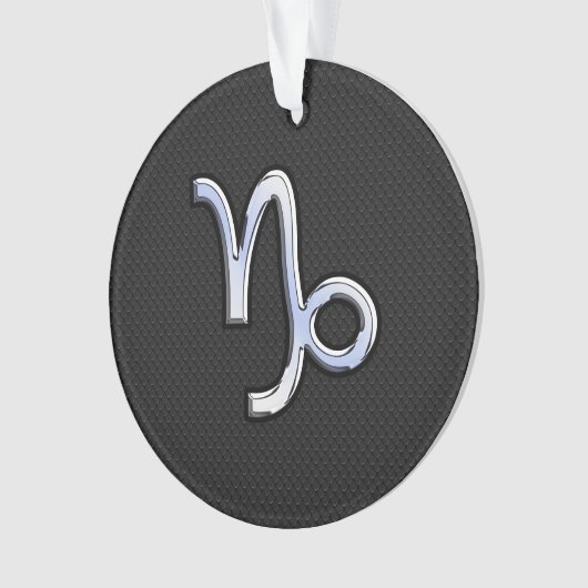 スネークスキン上のクロームのような山羊座〔占星術の〕十二宮図シンボル オーナメント (正面)