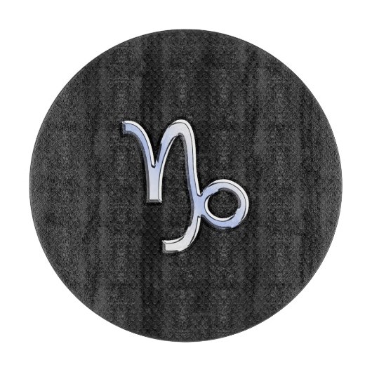 スネークスキン上のクロームのような山羊座〔占星術の〕十二宮図シンボル カッティングボード (正面)