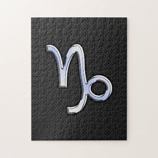 スネークスキン上のクロームのような山羊座〔占星術の〕十二宮図シンボル ジグソーパズル (縦)