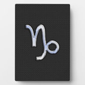 スネークスキン上のクロームのような山羊座〔占星術の〕十二宮図シンボル フォトプラーク (正面)