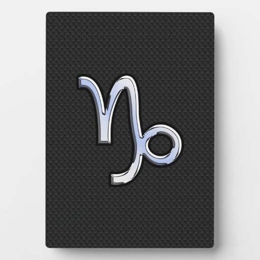 スネークスキン上のクロームのような山羊座〔占星術の〕十二宮図シンボル フォトプラーク (正面)