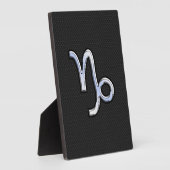 スネークスキン上のクロームのような山羊座〔占星術の〕十二宮図シンボル フォトプラーク (側面)