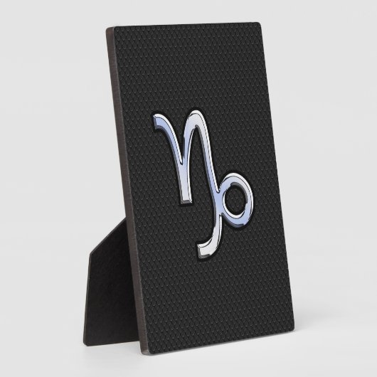 スネークスキン上のクロームのような山羊座〔占星術の〕十二宮図シンボル フォトプラーク (側面)