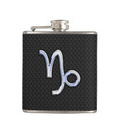 スネークスキン上のクロームのような山羊座〔占星術の〕十二宮図シンボル フラスク (正面)