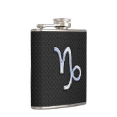 スネークスキン上のクロームのような山羊座〔占星術の〕十二宮図シンボル フラスク (右)