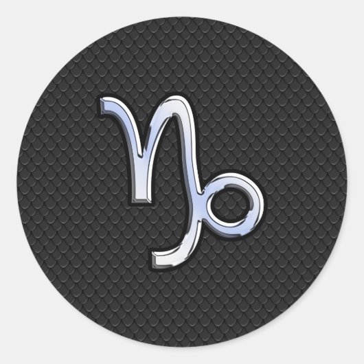 スネークスキン上のクロームのような山羊座〔占星術の〕十二宮図シンボル ラウンドシール (正面)