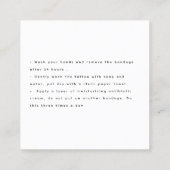 スネークタトゥーアフターケアのモダン指示 スクエア名刺 (裏面)