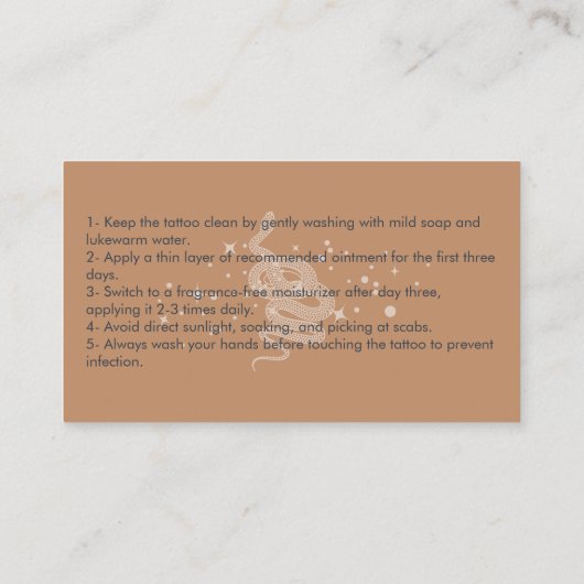 スネークタトゥーアフターケアの手順 名刺 (裏面)