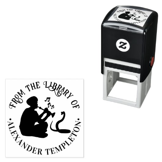 スネークチャーマーとコブラ ラウンド ライブラリーブック 名前 セルフインキングスタンプ (インサイチュ)