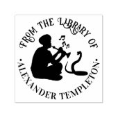 スネークチャーマーとコブラ ラウンド ライブラリーブック 名前 セルフインキングスタンプ (デザイン)