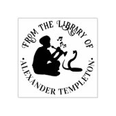 スネークチャーマーとコブラ ラウンド ライブラリーブック 名前 ラバースタンプ (インプリント)