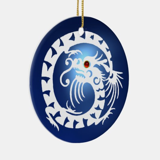 スネークドラゴンブラックアンドホワイトブルーサファイア セラミックオーナメント (右)