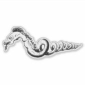 スネークドラゴンヴィンテージ魔法の生き物イラストレーション シール (正面)