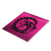 スネークドラゴン,ブラック,ピンク明るい赤紫色紫アメジスト タイル (側面)