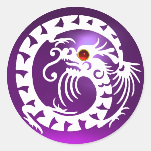 スネークドラゴン，白，紫アメジスト，赤ルビー ラウンドシール (正面)