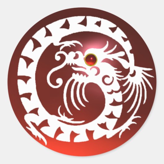 スネークドラゴン,白,赤ルビー ラウンドシール (正面)