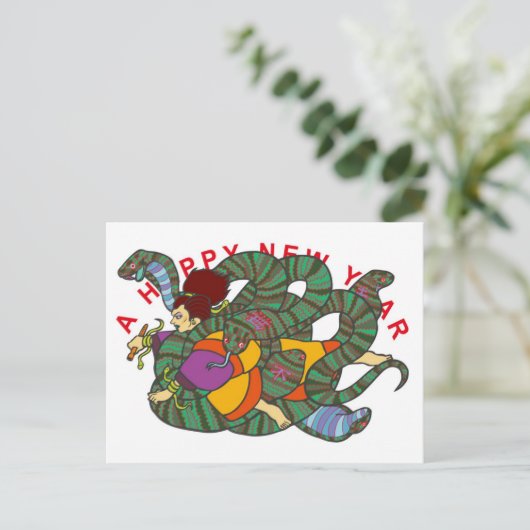 スネークニューイヤーカードのマスター ポストカード (スタンド正面)