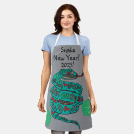 スネークニューイヤー2025年！オールオーバープリントエプロン エプロン
